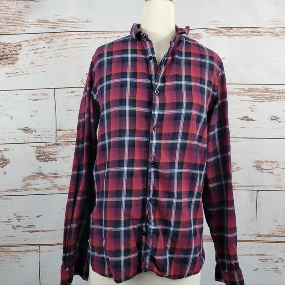 The Kooples Plaid Button Up Shirt Cotton Red Blue Size Small - Picture 1 of 7